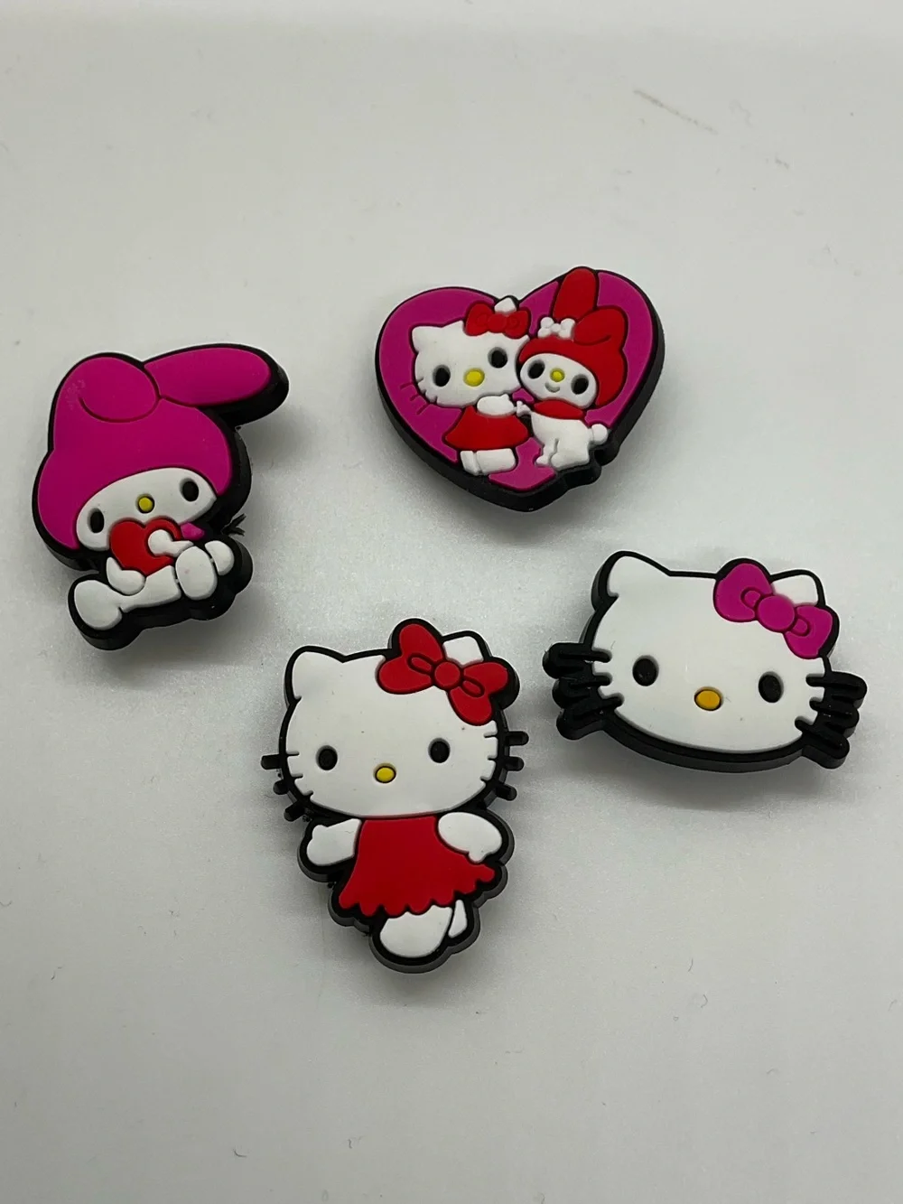 Hello Kitty & My Melody CROCS Rubber Shoe Charms Set - Lot of 4